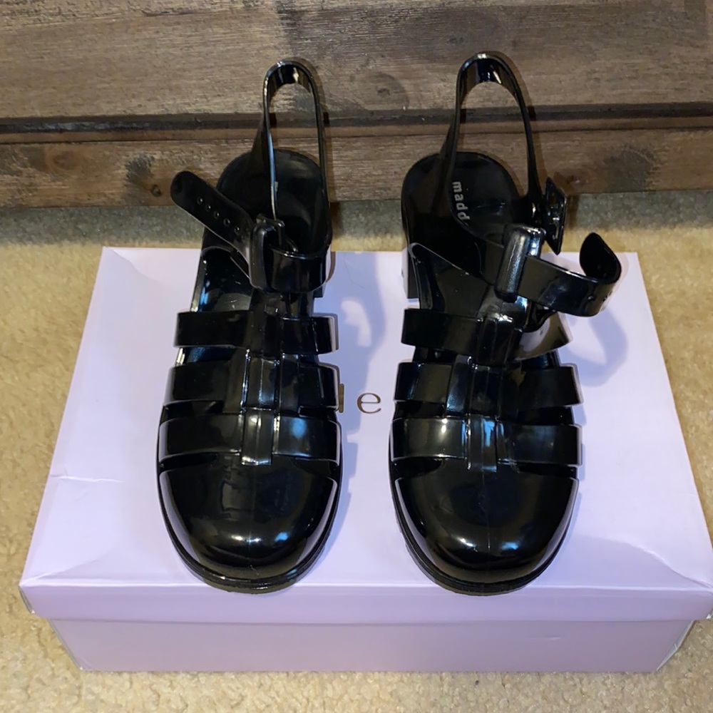 NWT Madden Girl Escapee Black Jelly Sandals